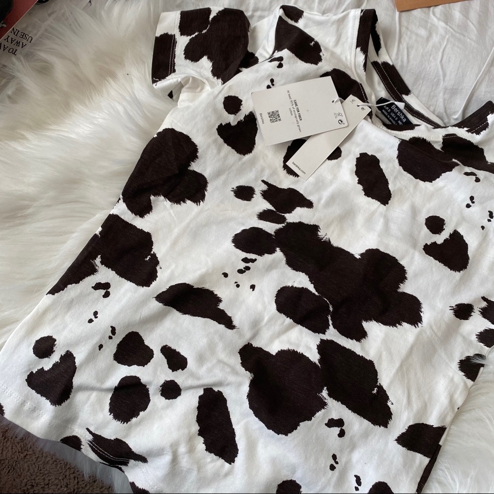 Bershka cow print crop top baby tee shirt - Picture 5 of 7